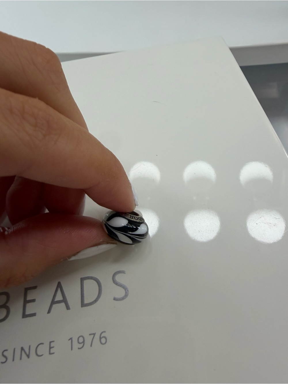 Pandora Black & White Glass Bead Charm
